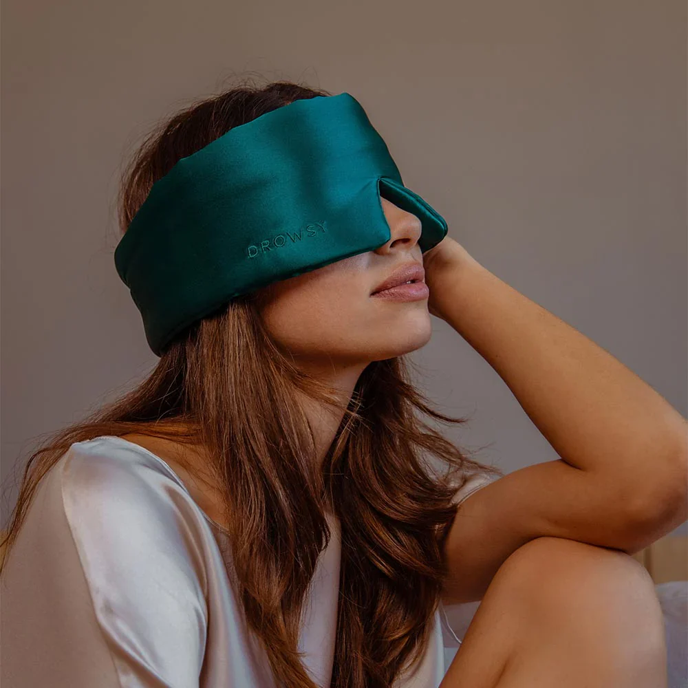 Drowsy Green Sapphire Silk Sleep Mask - Image 4